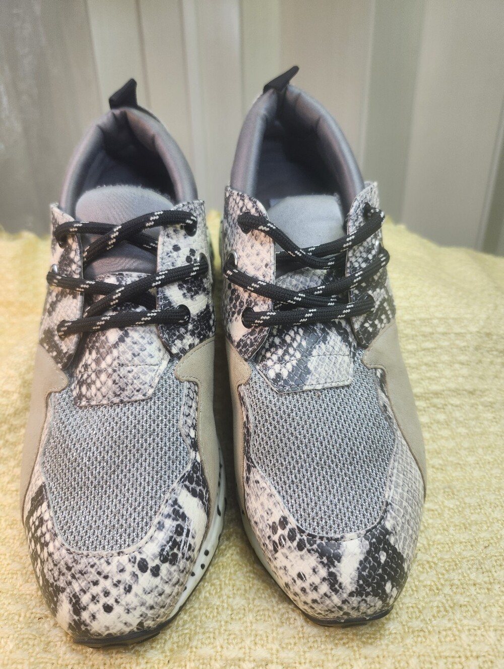 Steve Madden Gray Snake-Print Lace-Up Women's Sneakers